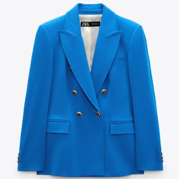 ZARA TAILORED DOUBLE BREASTED BLAZER BLUISH Bloggers favorite - Picture 11 of 16